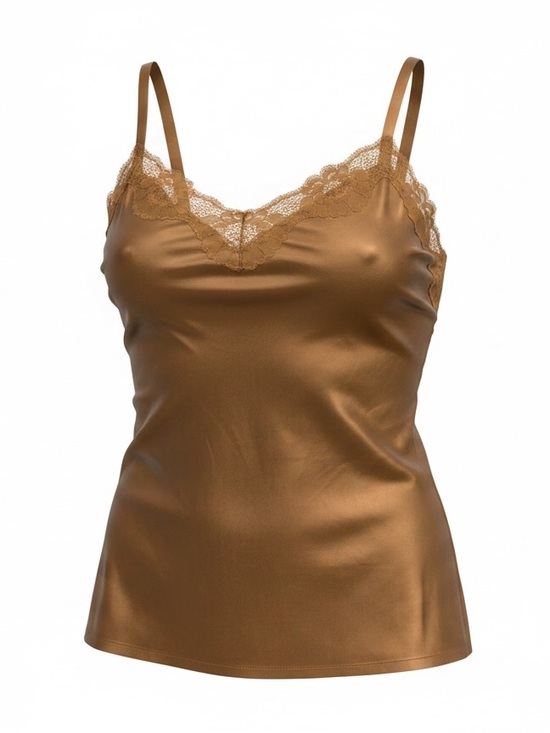 Chico's Other - Silk blend Lace Cami in caramel color feminine camisole layers lace silk size L
